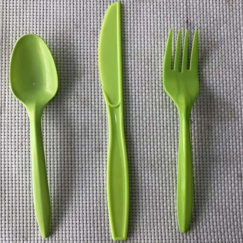 Light Green Plastic Tableware Disposable Spoon Birthday Party Set