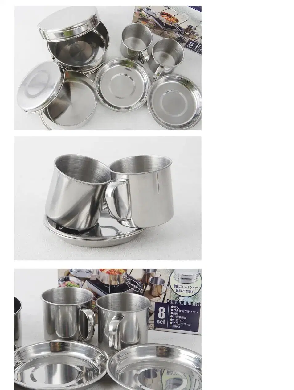 Wholesale OEM ODM Portable Camping Outdoors Stainless Steel Collapsible Tableware Cookware Set
