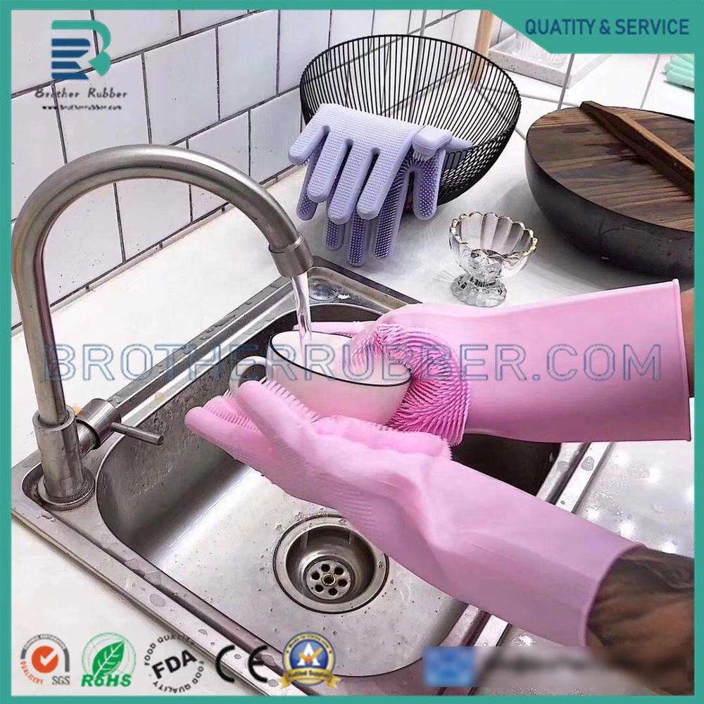 Silicone Reusable Cleaning Brush Silicone Gloves for Housework Dishwashing Kitchen Clean