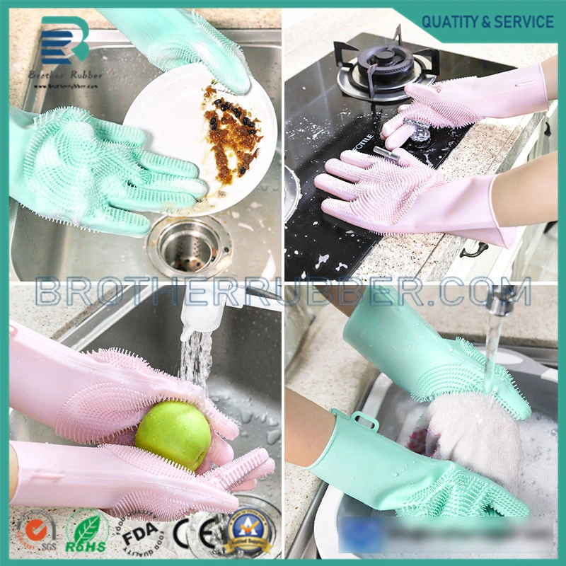 Silicone Reusable Cleaning Brush Silicone Gloves for Housework Dishwashing Kitchen Clean