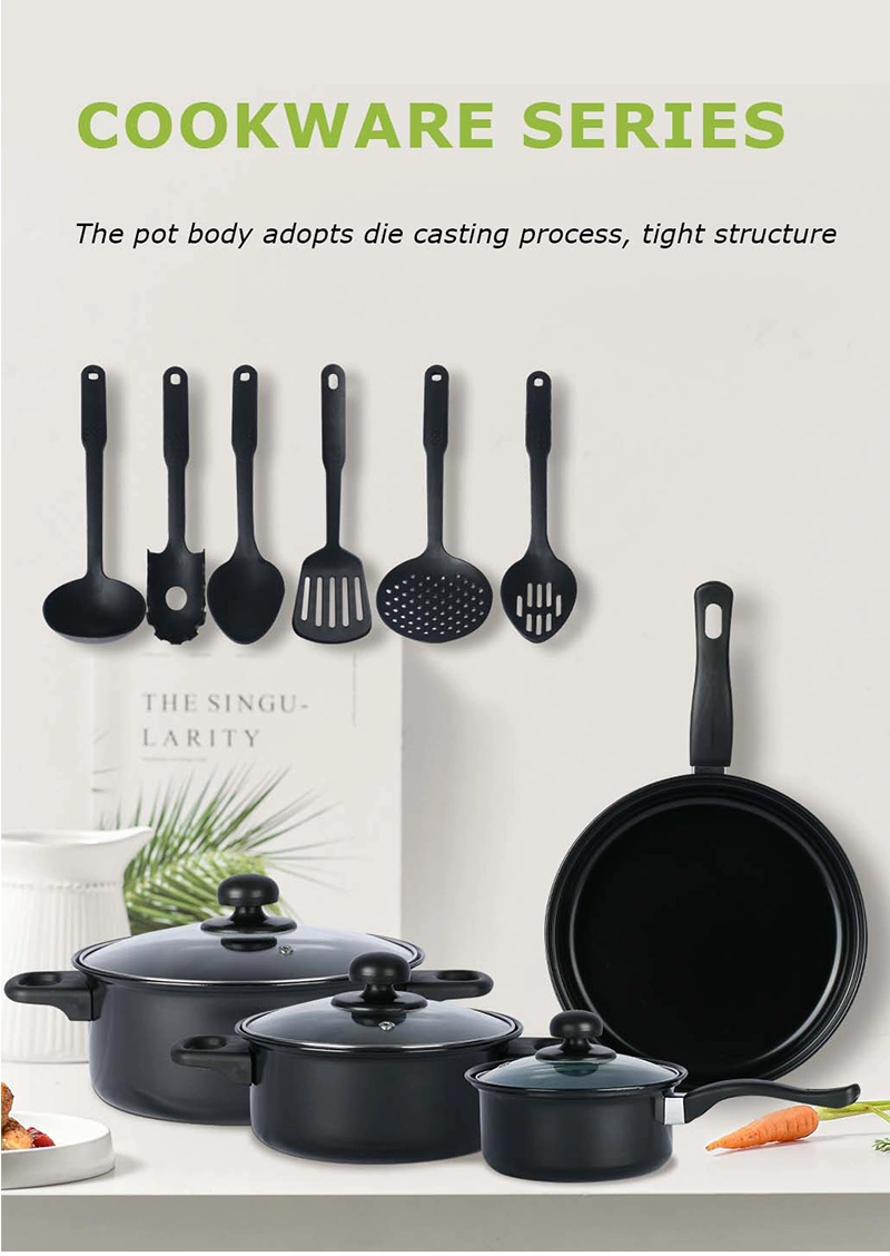 Outdoor Granite Non Stick Cast Iron Cookware Sets Metal Classic Kitchen Utensils