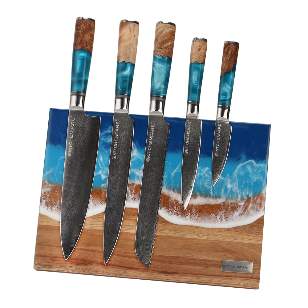 Hip-Home 6PCS Knife Block Set Messer Set Damascus Knife Kitchen Knife Set