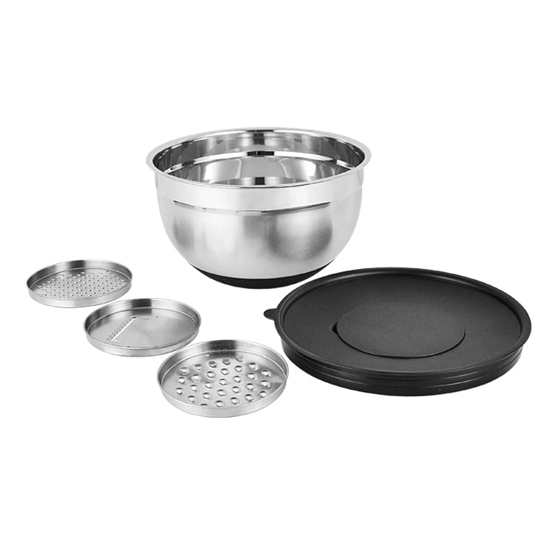 Wholesale Cooking Baking Accessory Stainless Steel Kitchen Salad Egg Mixing Bowl Set with Non-Skid Silicone Stand