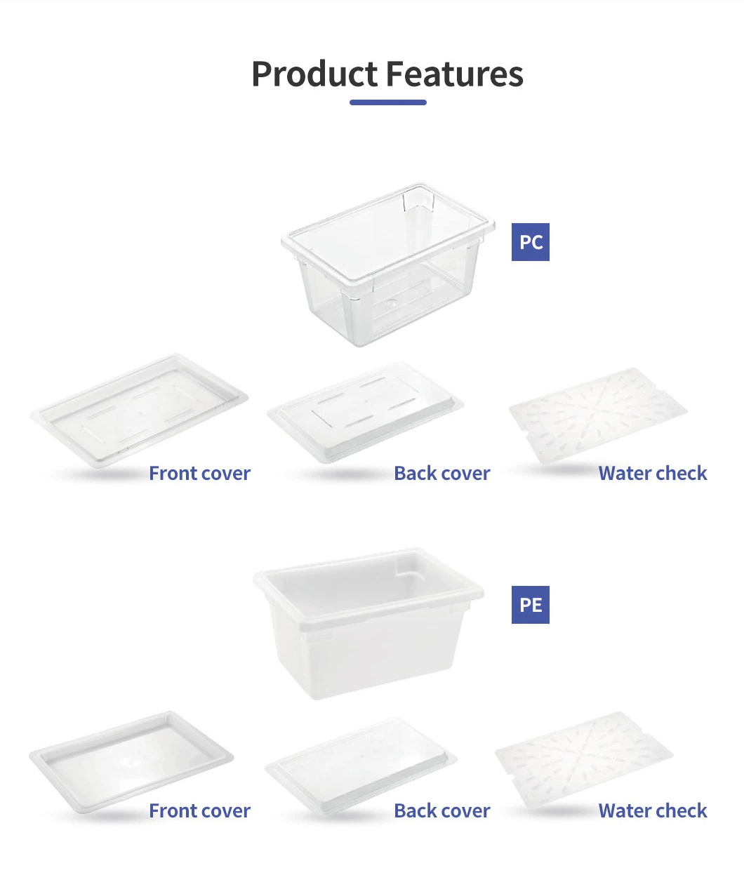 PC Polycarbonate Plastic Box with Lid Food Storage Container