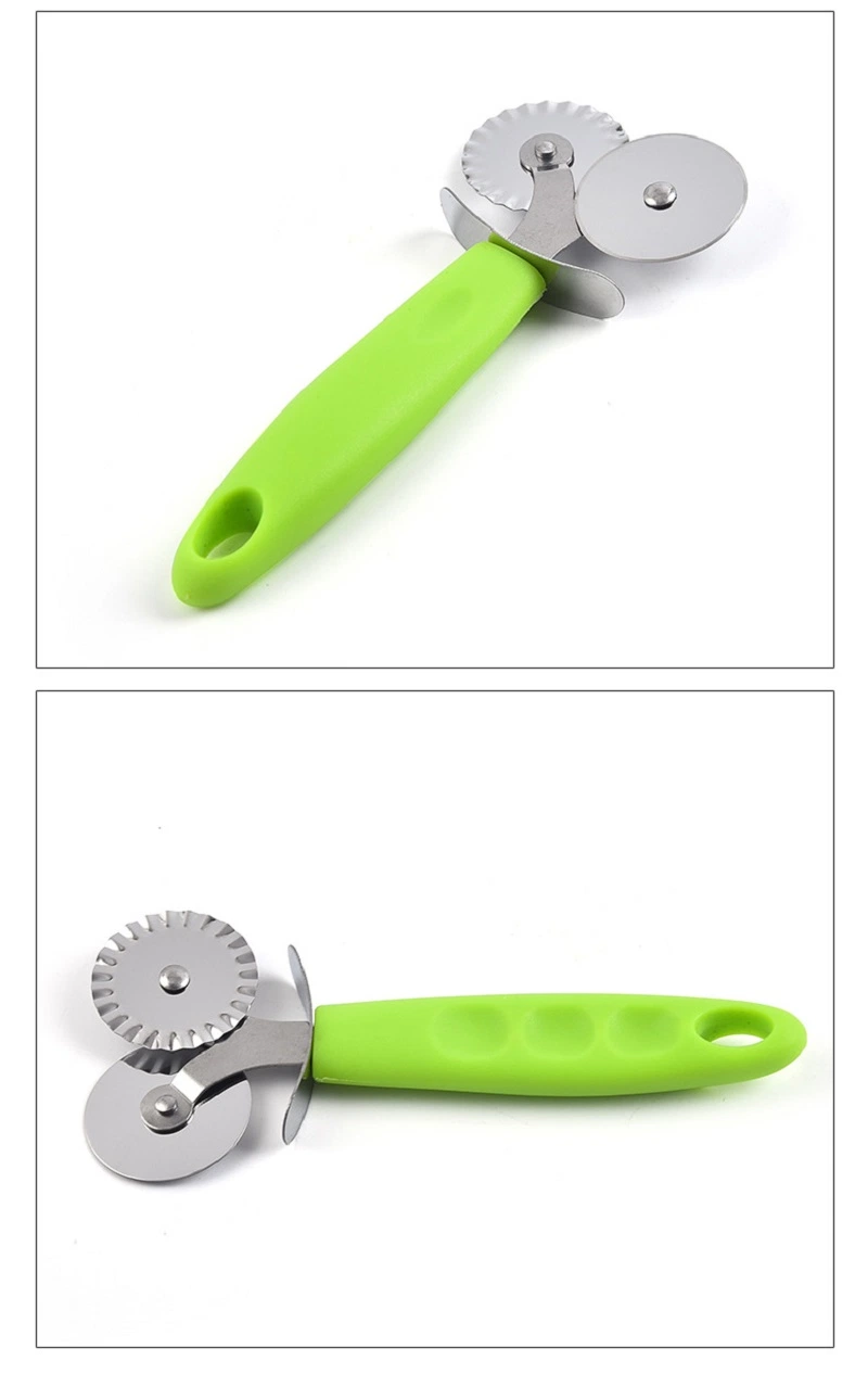 4 Pattern Pizza Wheel &amp; Cutter Double Roller Knife Pizza Cutter Stainless Steel Roller Slicer Kitchen Cookware Cake Tools Wheel Wbb17235