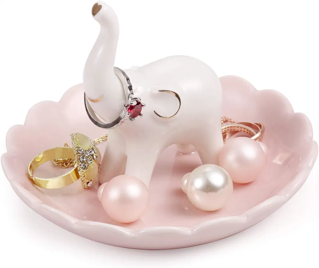 Elephant Ring Holder Ceramic Ring Dish Trinket Tray Jewelry Organizer