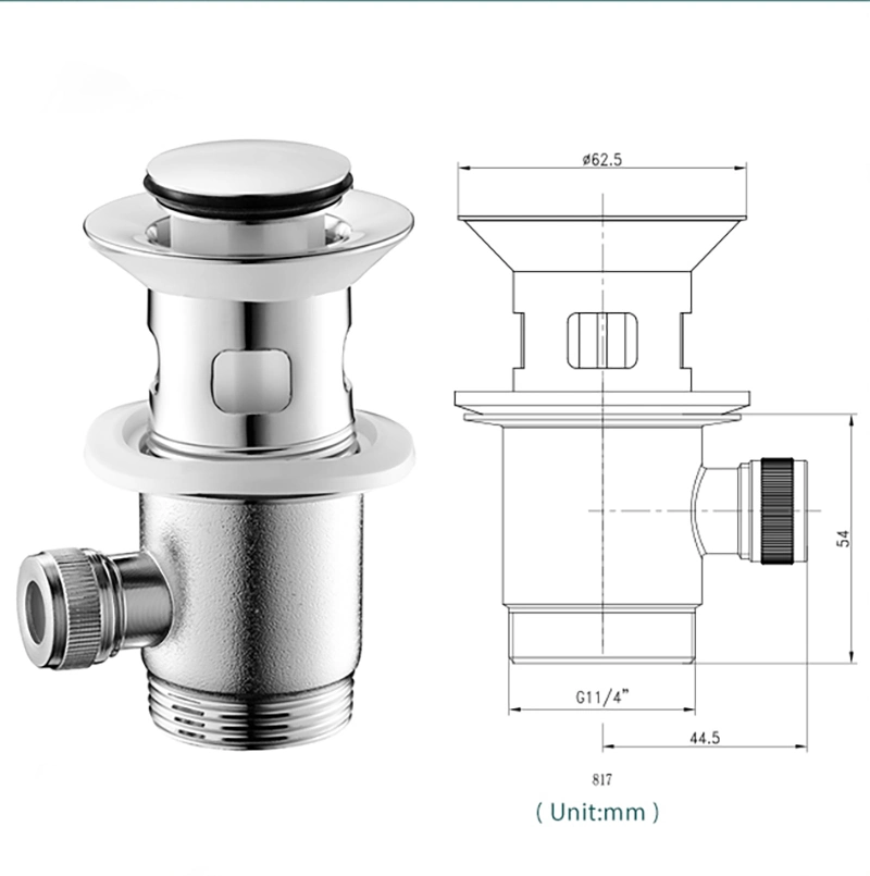 Stainless Steel Kitchen Faucet Fittings Basin Sink Drainer Rod Overflow Pop-up Waste Drainer