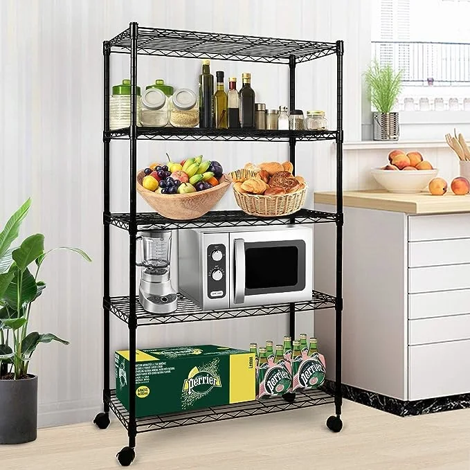 Kitchen Food Storage Heavy Duty Wire Shelving Unit Shelves Storage Rack Metal Trolley