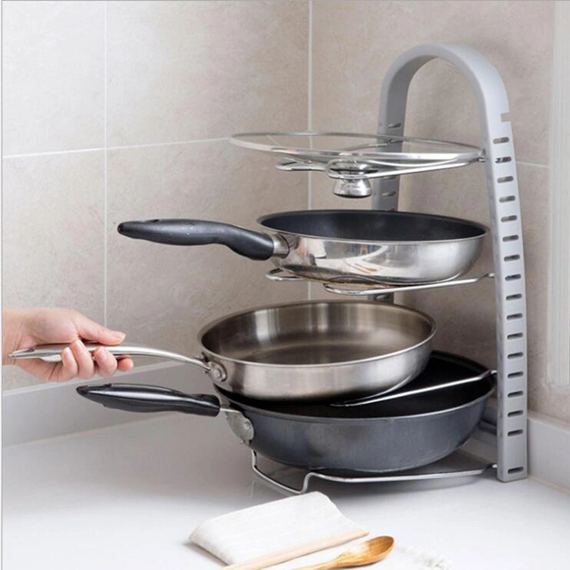 Multi-Purpose Kitchen Organizer Rack Cookware Pan Pot Lid Holder Chopping Board Shelves Space Saver Tool Esg15633