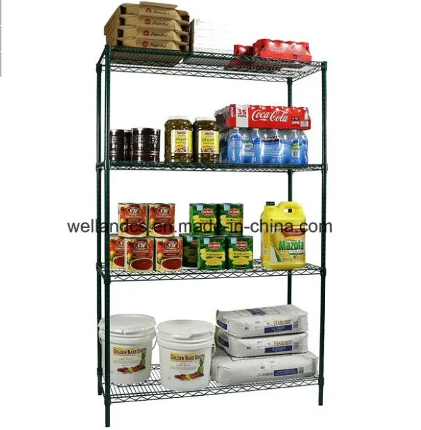 4 Tiers Commercial Kitchen Food Storage Rack Green Wire Shelving Starter Kit