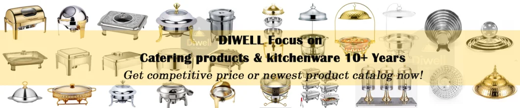 China Chef and Dish Exporters Hotel Restaurant Ware Set Factory Price Round Glass 6 Litre Banquet Roll Top Serving Buffet Catering Food Warmer Dome Chafing Dish