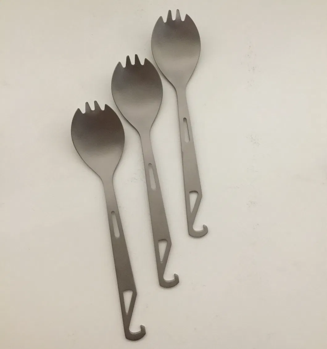 3-in-1 Multi-Function Camping Fork Spoon Flatware Utensil Pure Titanium Spoon