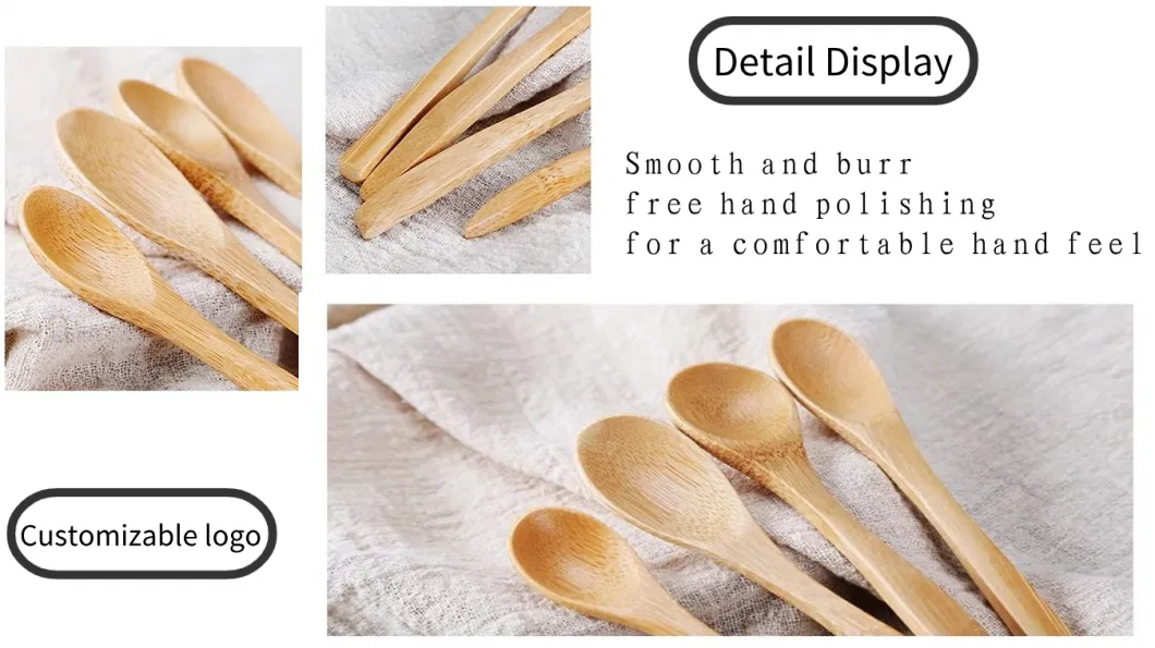 Wholesale High Quality Natural Bamboo Scoop for Face Cream Mini Bamboo Cosmetic Spoons Medicine Spoon