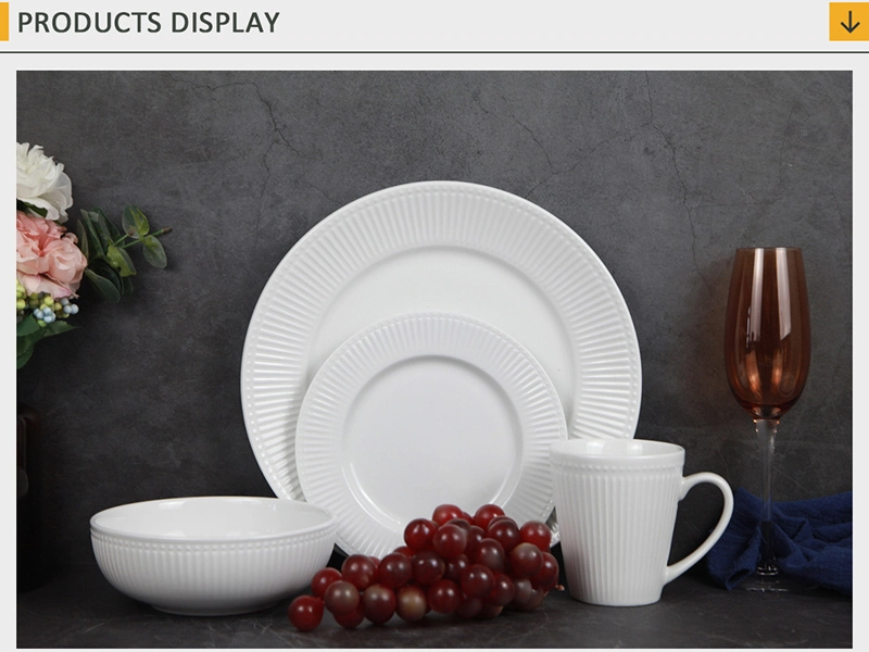 Wholesale 16PC Color Glaze Embossed Porcelain Royal Dinnerware Set