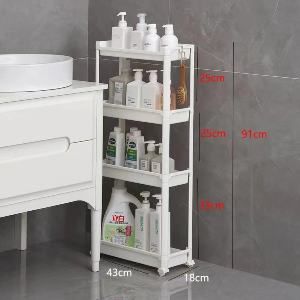 Bathroom Storage Cabinet Kitchen Shelf Multi-Layer with Wheels Organizer Rack Mi25767