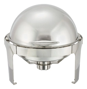 China Chef and Dish Exporters Hotel Restaurant Ware Set Factory Price Round Glass 6 Litre Banquet Roll Top Serving Buffet Catering Food Warmer Dome Chafing Dish