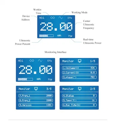 Tu 28kHz 40kHz 68kHz 80kHz 130kHz 2000W Digital Cleaner Driver Tabletop Ultrasonic Generator