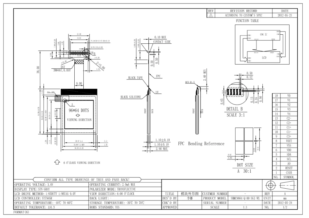 FSTN LCD Display Screen Mono Module