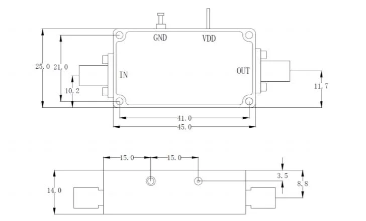 10MHz~43GHz 38dB Uwb Low Noise Amplifier Wideband RF Power Amplifier