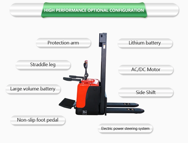 1 Year China 1.5 Ton Montacarga Electric Pallet Stacker for Sale