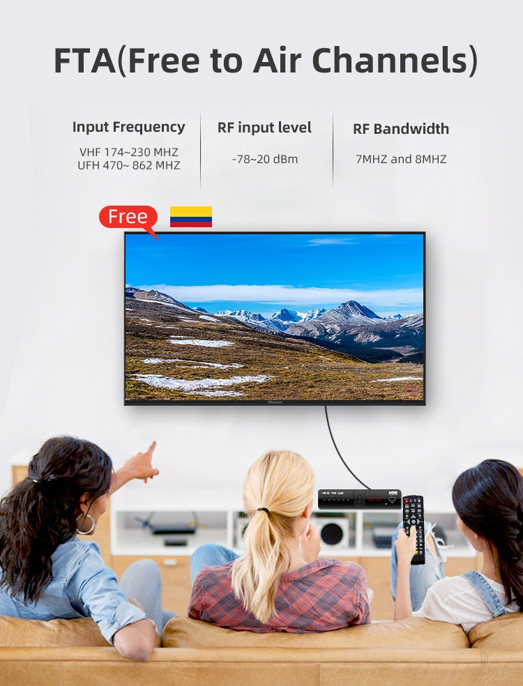 TV Set Top Box STB HD FTA DVB T DVB T2 Colombia