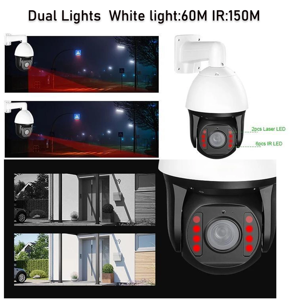 1080P 5MP 4K IP Camera Two Way Audio CCTV 150m IR Night Vision Outdoor Network Speed Dome PTZ Camera with Two Way Audio and IP66 Waterproof Rating