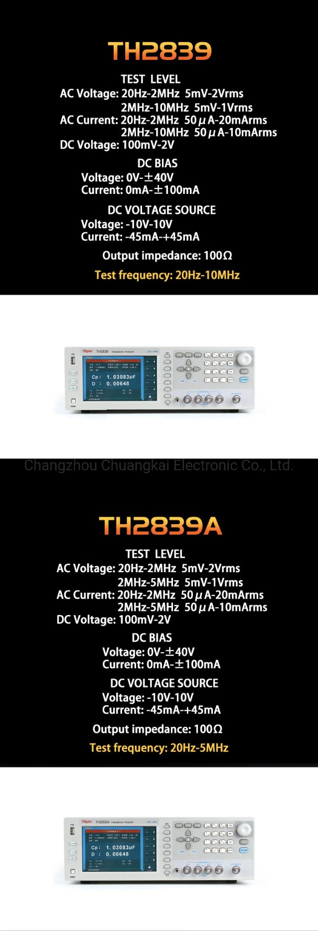 Tonghui Th2851-130 Impedance Analyzer 10.1 Inches TFT LCD Display