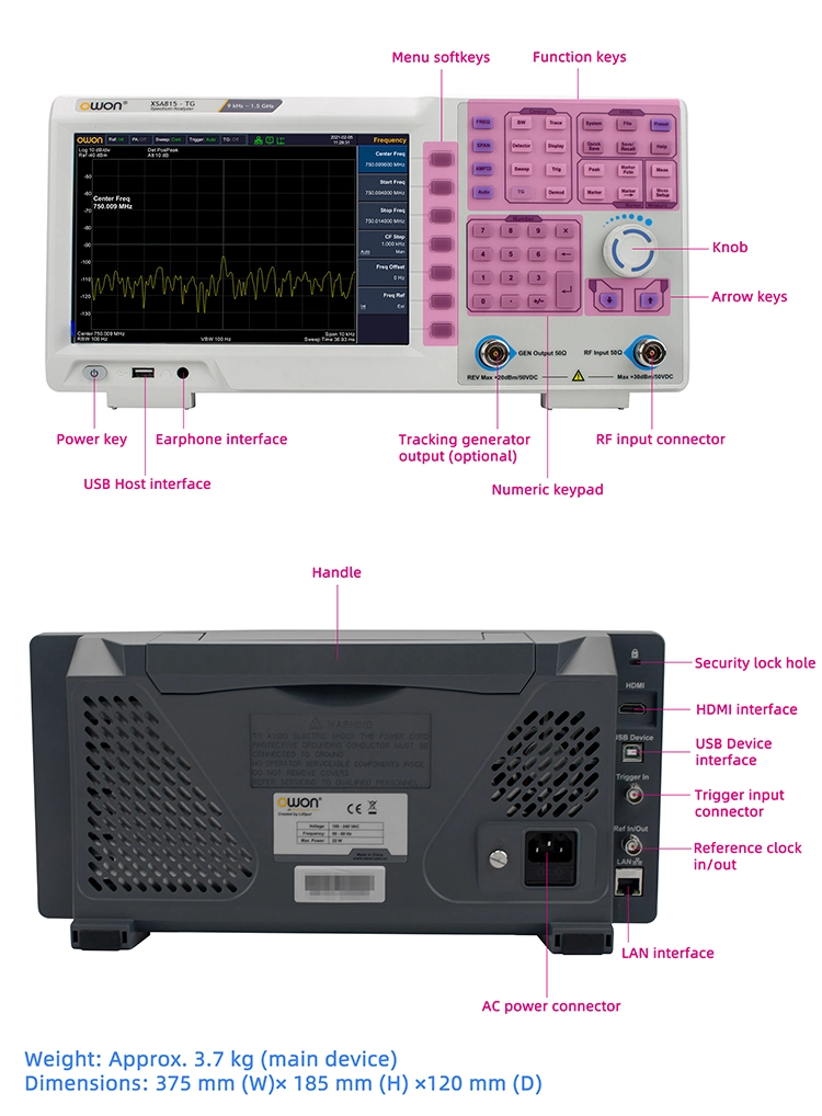 9kHz-500MHz 9 Inch TFT LCD Display Spectrum Analyzer Support USB LAN HDMI Communication Interface Meter