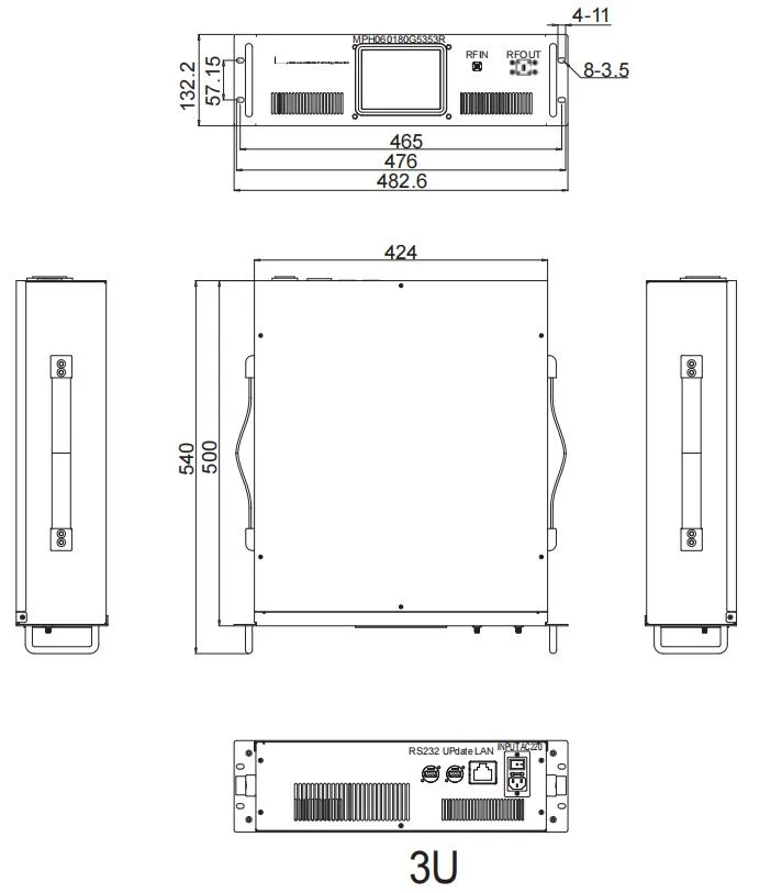 Customized 6-18GHz 53dB Gain 200W High Power RF Solid State Power Amplifier