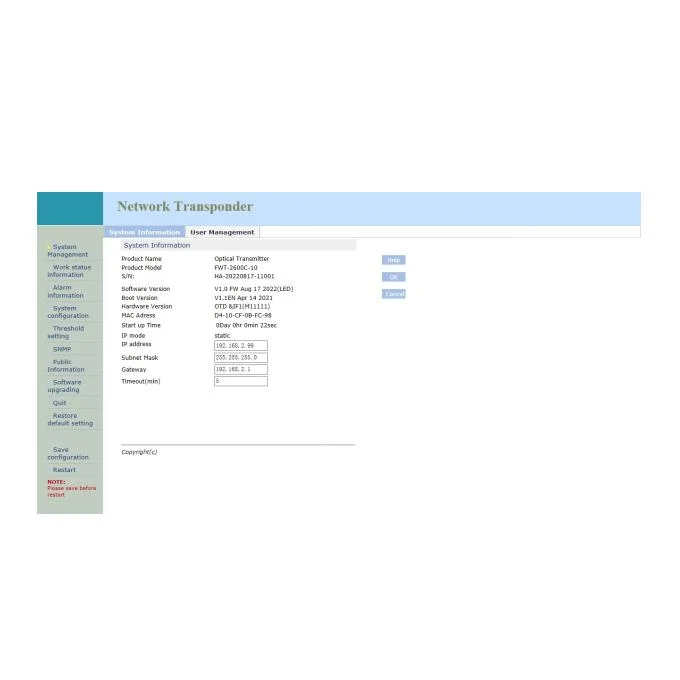 FWT-2600c CATV+in Satellite Optical Transmitter 10 dBm Output