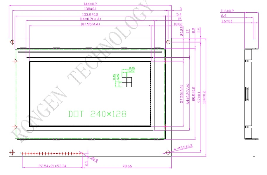 Rg240128-51A53 Stn 5.1 Inch 240*128 Resolution for Babyphone