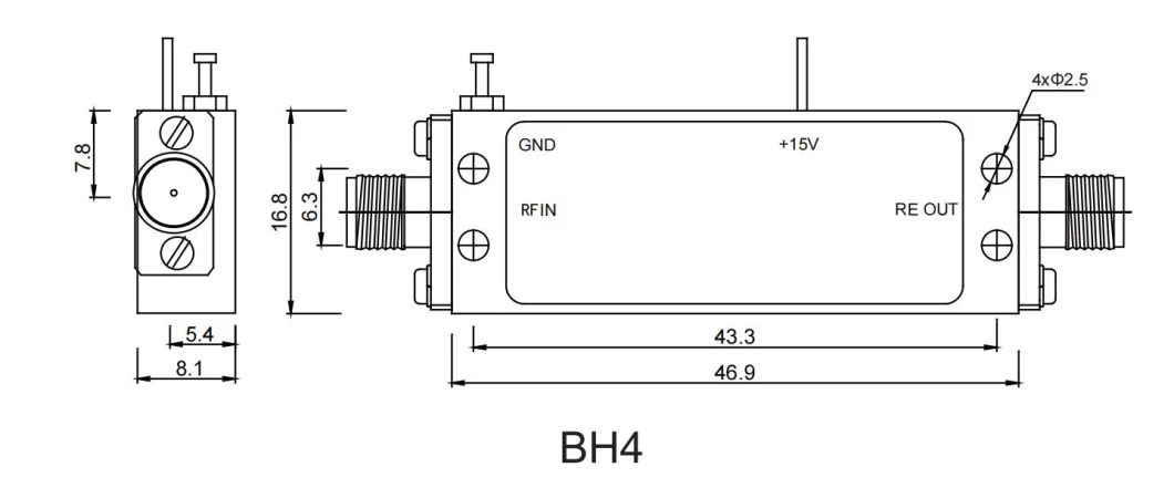 2.1GHz~2.9GHz Narrow Band Low Noise RF/Microwave Power Amplifier PA Mouldle for Uav Jammer