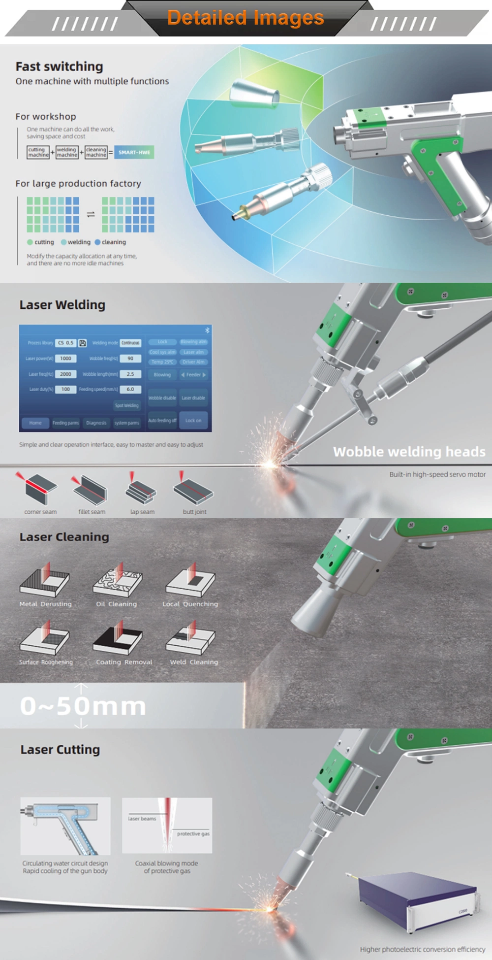 1000W 1500W Carbon Steel Soldering Machine Handheld Wobble Head Fiber Laser Welding Machine