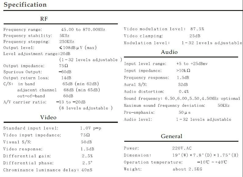 High Quality CATV Agile Modulator