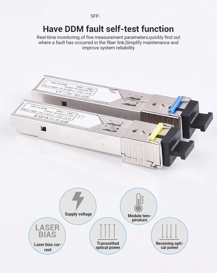 100Mbps 1.25g 10g SFP Module 20km Transceiver Bidi Single Dual Mode Lr Sr Fiber Optic SFP Module