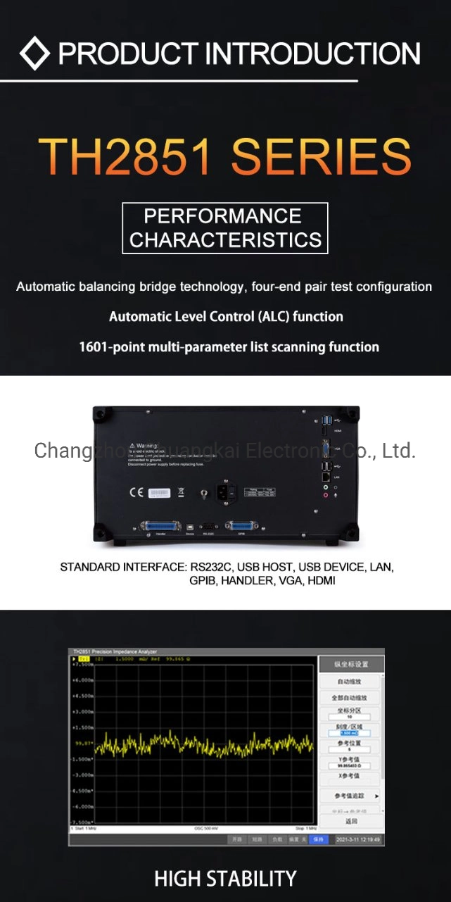 Tonghui Th2851-130 Impedance Analyzer 10.1 Inches TFT LCD Display