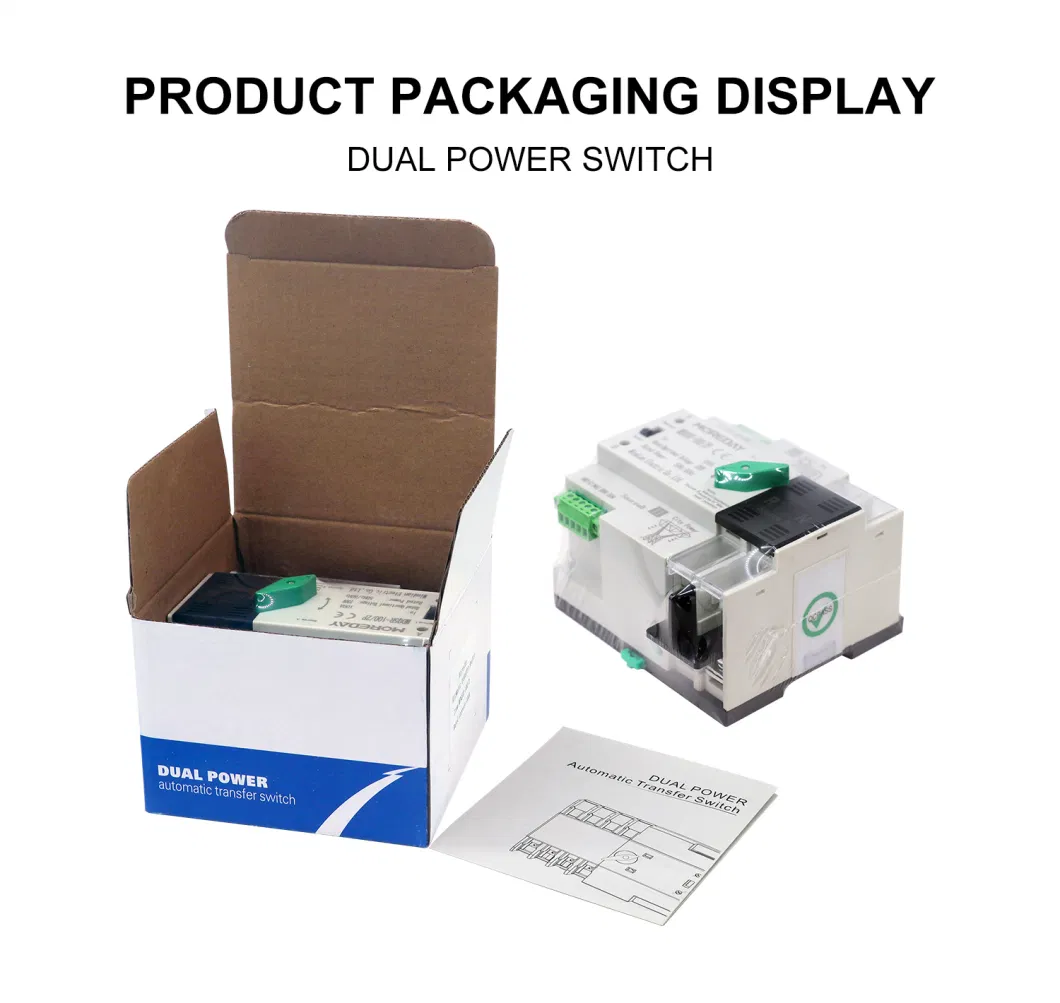 Single Phase DIN Rail ATS Dual Power Automatic Transfer Electrical Selector Switches for PV Solar System