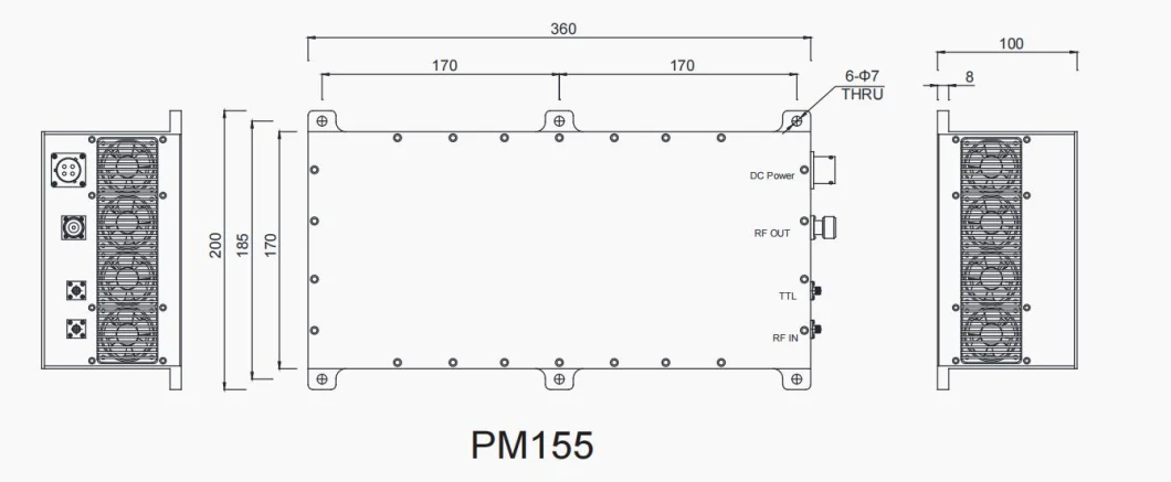 UHF VHF 0.1-0.5GHz 250W Low Power Consumption RF Microwave Solid State Power Amplifier Module