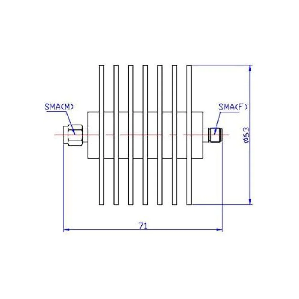 DC-18GHz Dts50ga Coaxial Fixed Attenuator 50W Attenuator RF Microwave for Communication Module