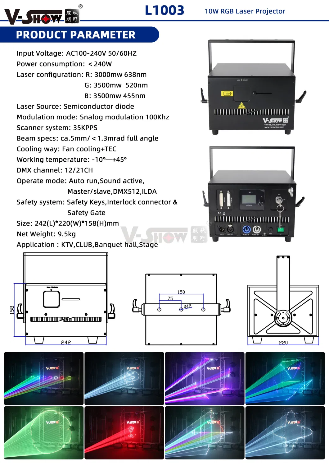 V-Show New 10W RGB Animation Laser Disco Lighting