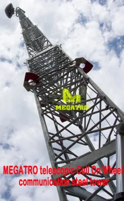 Megatro celda telescópico en la rueda torre de comunicaciones