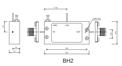 0,7GHz~0,9GHz amplificador de potencia de RF/microondas de baja ruido de banda estrecha Potencia profesional Amplificador de RF