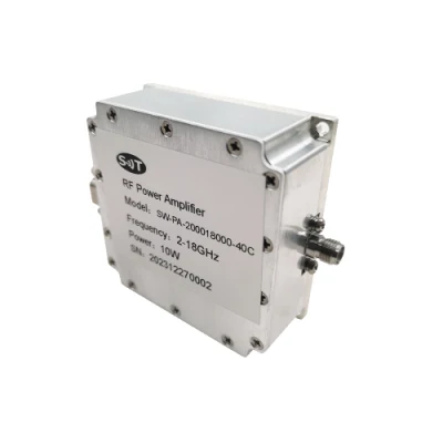 Amplificador de potencia RF 2-18GHz 10W/50W conectores SMA de estado sólido personalizados Fabricante