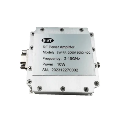 Amplificador de potencia RF 2-18GHz 10W/50W conectores SMA de estado sólido personalizados Fabricante