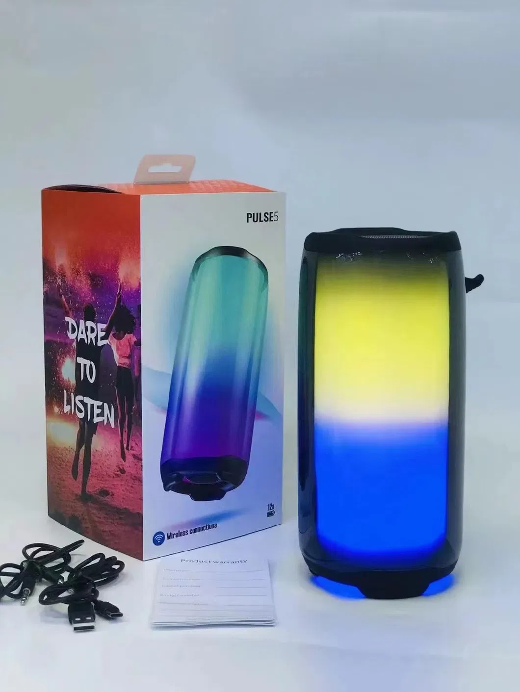 2022 New Model Pulse5 Bluetooth Speaker Bass Sound Waterproof Outdoor Speaker Bt 5.0 Wireless Portable Speakers with RGB Light