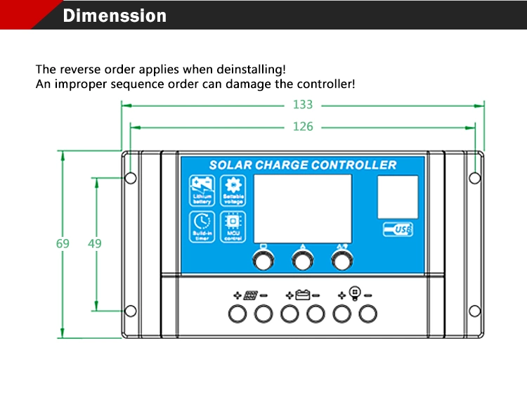 Pulse width modulation 10A solar charge controller