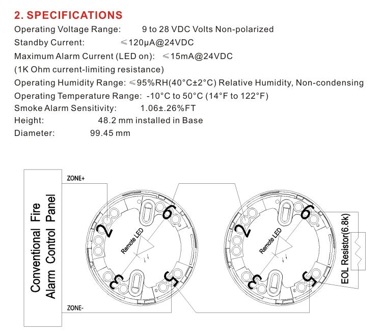 Smoke Alarm Detector 220V Sensor for Fire Alarm