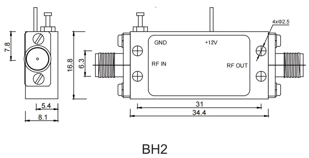 0.7GHz~0.9GHz Narrow Band Low Noise RF/Microwave Power Amplifier GPS Module