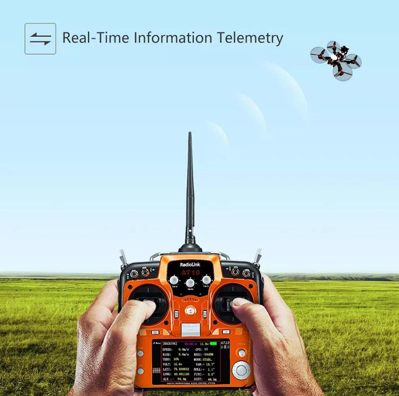 Newest Product At10II 12 Channels RC Transmitter Radio Remote Controller for Bait Boat Quadcopter