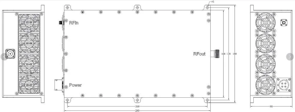 RF Module for P Band 0.1-0.5GHz 250W High Output Power Microwave Communication Solid State Power Amplifier